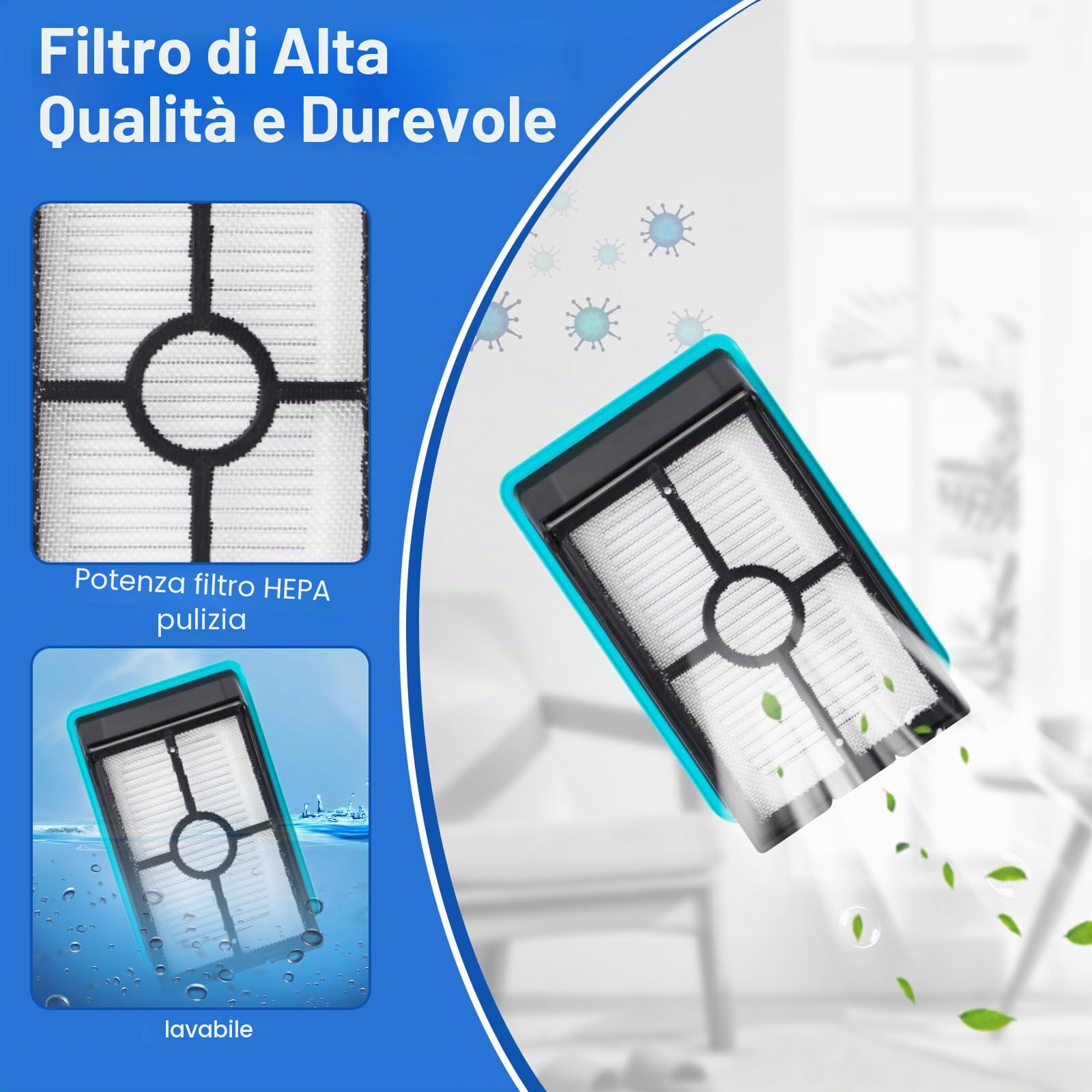 Rullo Spazzola di Ricambio e Filtri HEPA per Bissell Crosswave HF2/3845N/3831 Aspirapolvere Con Filo, 2 Spazzole a Rullo + 2 Filtri HEPA + 1 Spazzola per la Pulizia