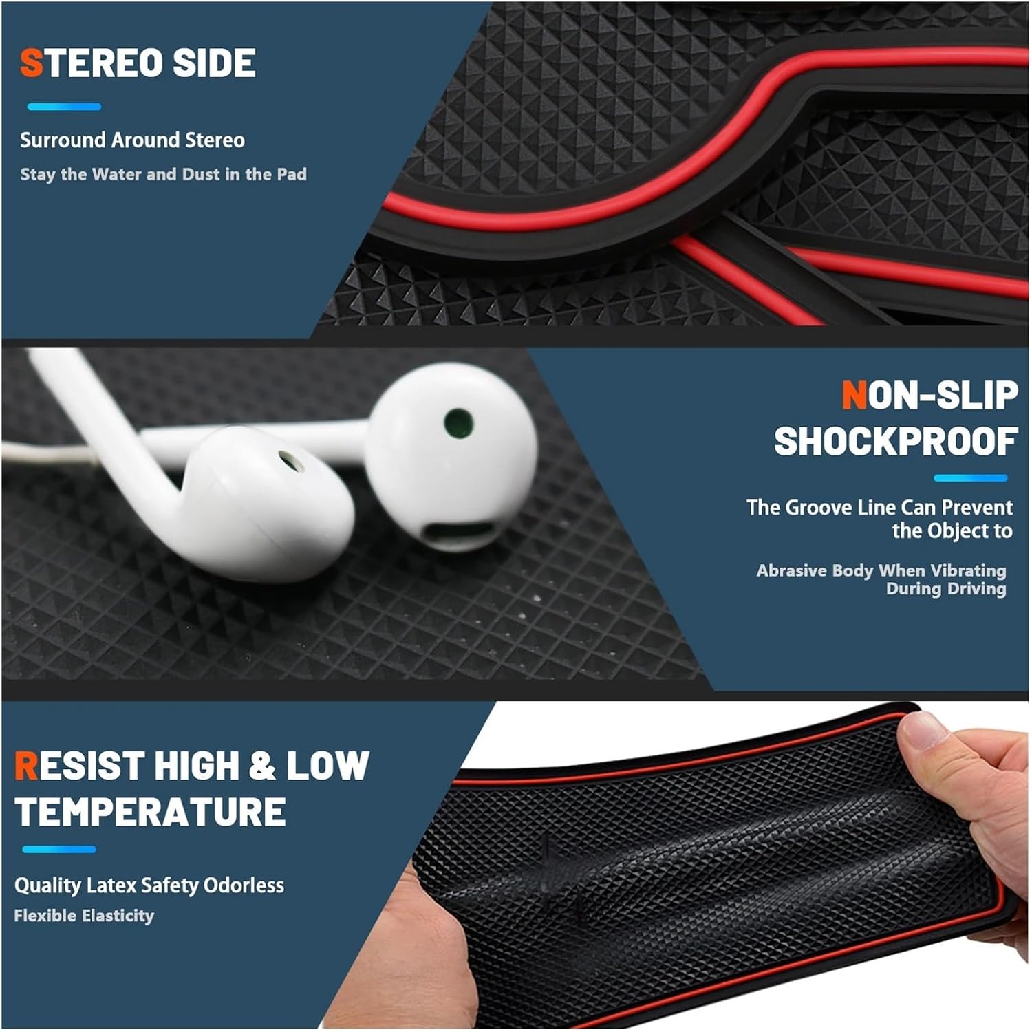 Car Door Groove Mat Anti-Slip Slot Pad Auto Interior Compatible with VW Tiguan 2025 Accessories Compatible with VW Tiguan 2025(8ledset)