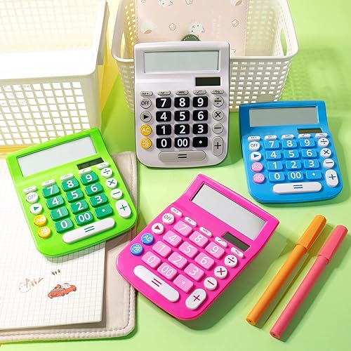 Miniatura 6 de Calculadoras de escritorio, botón grande de pantalla grande, energía solar y de batería dual, 12 dígitos pequeña calculadora funcional básica