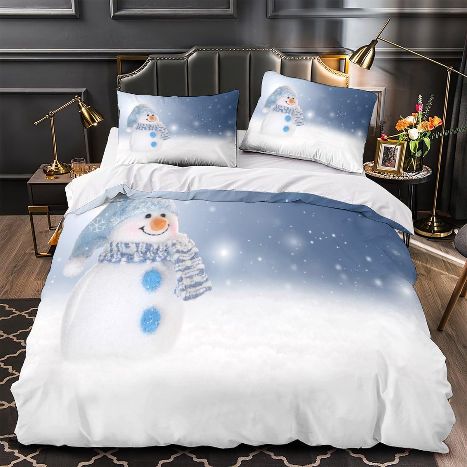 Housse de couette Noël fermeture éclair 260x220 cm : fini le lit défait