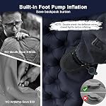 Double Sleeping Pad for Camping, Ultralight Inflatable Mattress with Built-in Foot Pump & Pillow, Portable 2-Person Air Mat, Outdoor Gear for Backpacking, Hiking, Car Traveling, Beach, Tent, Dark Blue