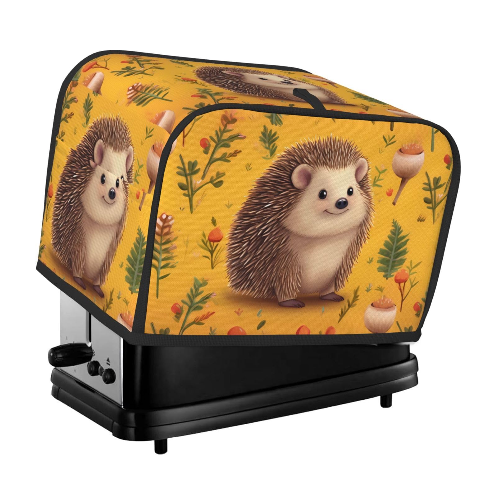 Fodpand Black Toaster Covers 2 Slice Hedgehog Bread Machine Cover Quilted Toaster Dustproof Cover Washable Appliance Cover Bread Maker Protective For Kitchen Small Appliance