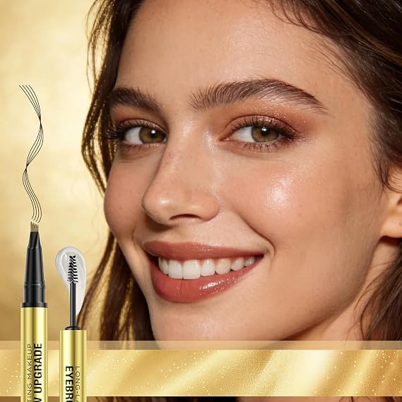 Eyebrow Pen and Brow Gel Clear - Eyebrow Pencils for Women with Natural Hair Like Strokes, Eyebrow Makeup for All-Day Defined, Waterproof, Smudge-proof, Black