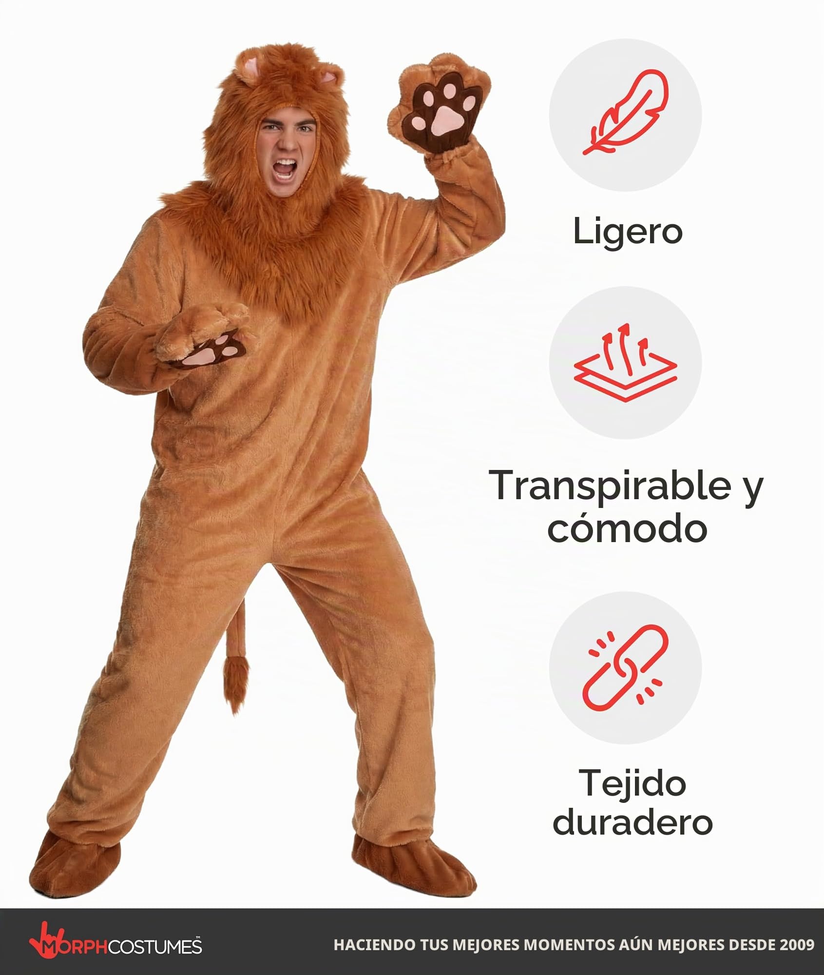 Morph Disfraz de Leon Adulto, Disfraces León Hombre, Disfraces León Adulto, Traje Animal, Disfraz Carnaval Hombre