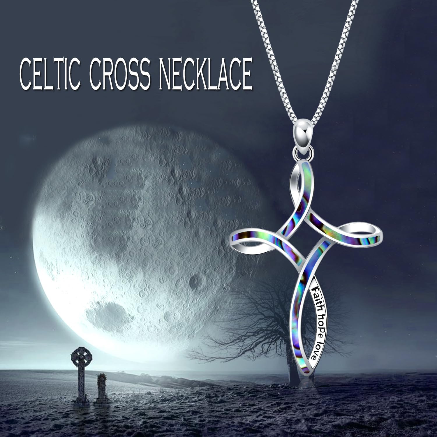 WINNICACA Opal Cross Necklace for Women, 925 Sterling Silver Cross Pendant Necklaces Celtic Knot Blue White Opal Jewelry Confirmation Gifts for Women Her Wife Mom Daughter Birthday Valentines Day Gift - Image 8