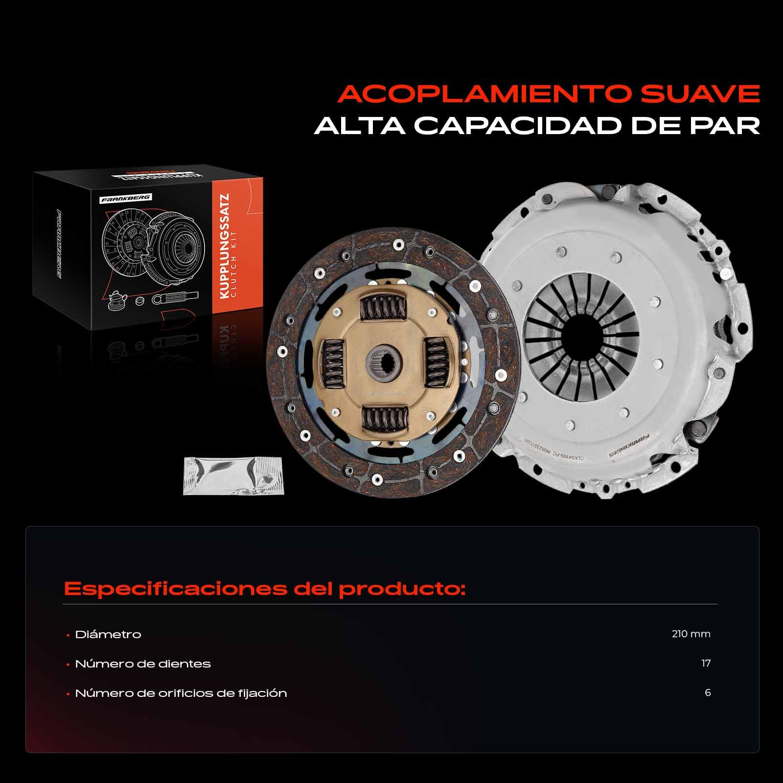 Frankberg Kit de embrague 3S617540AA | Compatible con: Furgoneta Fiesta V, 2 días, Fiesta V JD JH, Fusión JU
