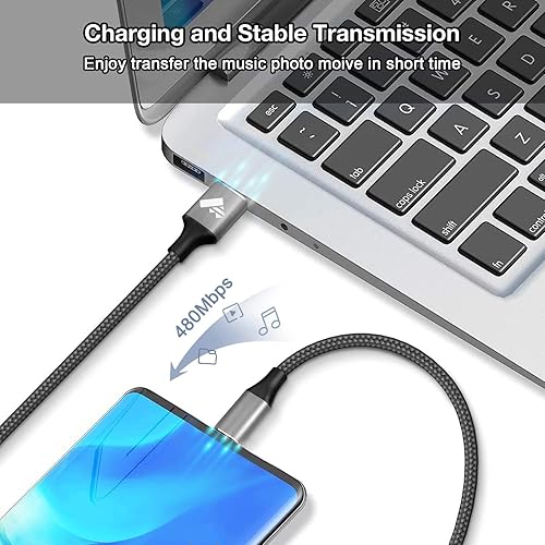 Miniatura 4 de Aioneus Cable USB C 3A de carga rápida [2 unidades, 6 pies] USB A a tipo C cable de carga para Samsung Galaxy S22 S21 A01 A02s A03s A11 A12 A13 A14