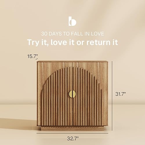 Vista 2 de BELLEZE Modular Fluted Sideboard Buffet Cabinet with Storage, Mid-Century Modern Console Table with Symmetrical Arched Doors, Elegant Credenza for