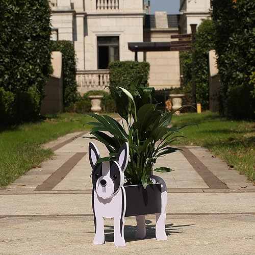 Miniatura 5 de Gochoi Boston Terrier Regalos para mujeres maceta para perros Boston Terrier macetas para perros para decoración de jardín al aire libre soporte