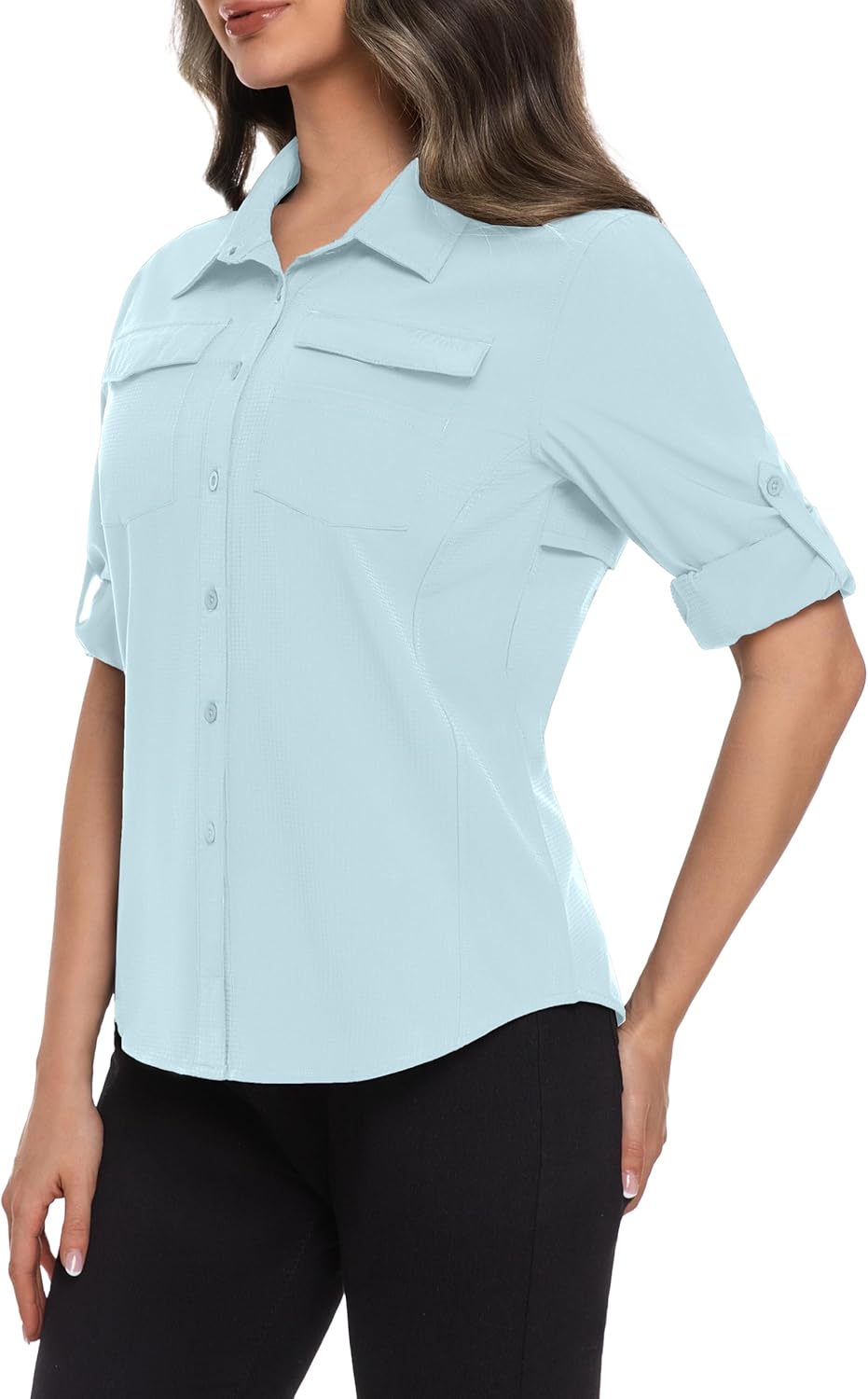 Women's Sun Protection Shirts Long Sleeve Quick Dry Lightweight Breathable UPF50+ for Hiking Fishing Travel Camping