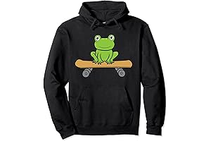 Funny Skateboarding Frog Pullover Hoodie