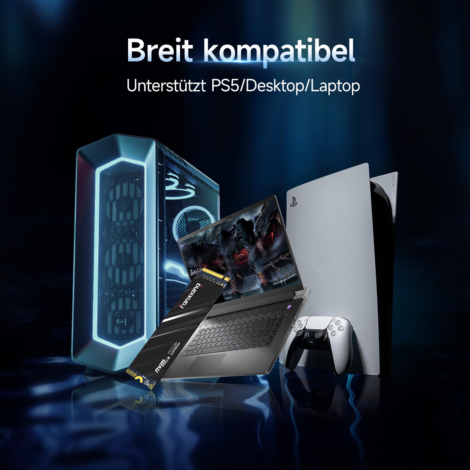 fanxiang S690Q 500GB SSD NVMe M.2 PCIe 4.0x4, Gaming Solid State Laufwerk, 4300 MB/s Lesen Interne SSD, Kompatibel mit Laptops und Desktop, Festplatte für Datenübertragung