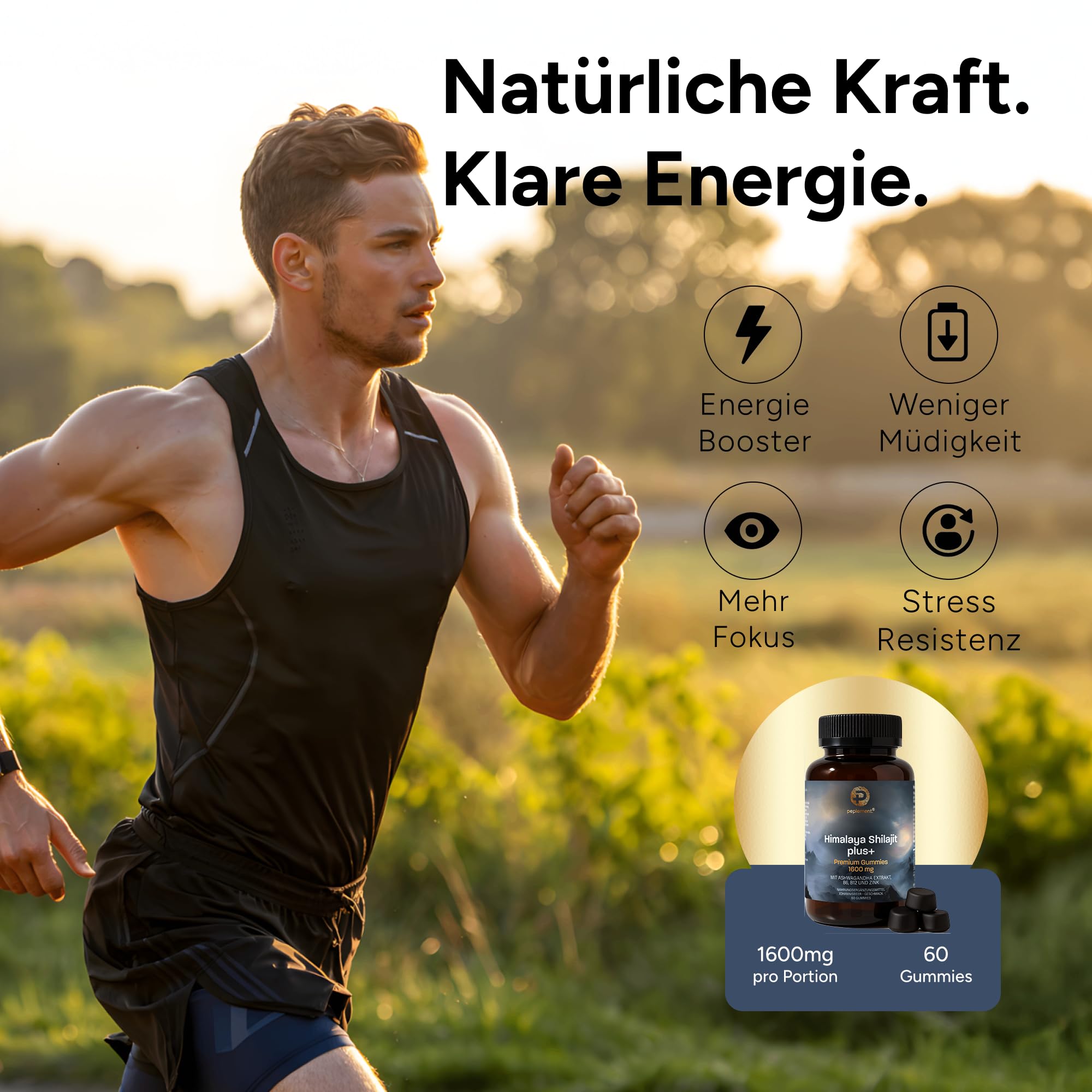 Himalaya Shilajit Plus+ Premium Gummies — 1600 mg | 60 Stück (Mumijo) Shilajit Gummi mit natürlicher Huminsäure, Fulvinsäure und Mineralstoffen, mit Ashwagandha Extrakt, B6, B12 und Zink