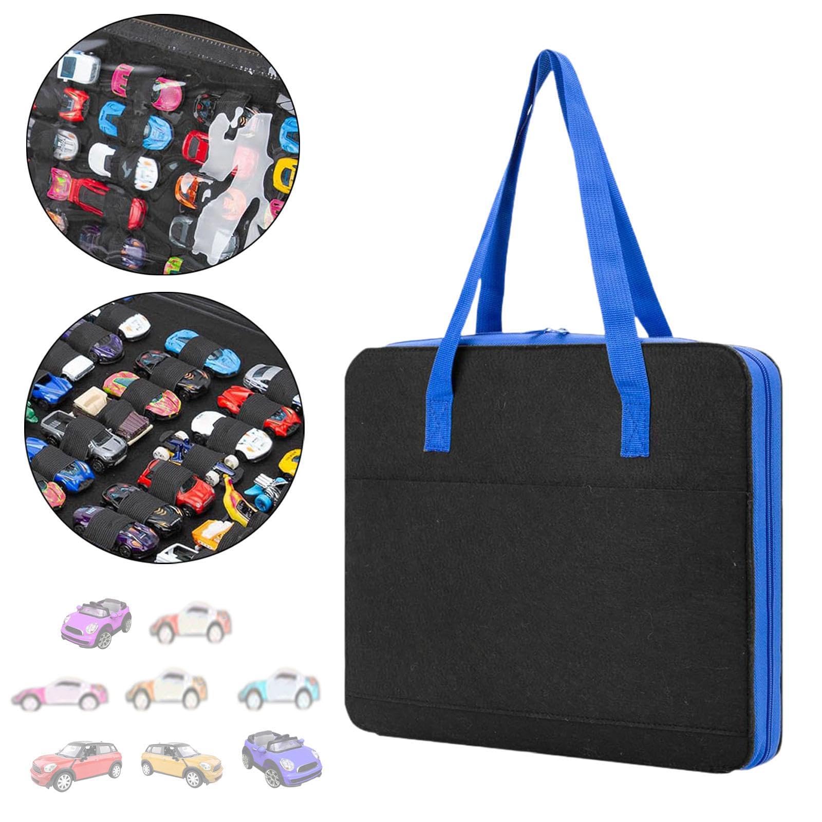 Sharplace Custodia per Giocattoli, Comoda Custodia da Trasporto da 52 Scomparti, Portatile E Leggera, per Modellini di Auto, Collezione per Bambini, Mini Giocat, Nero