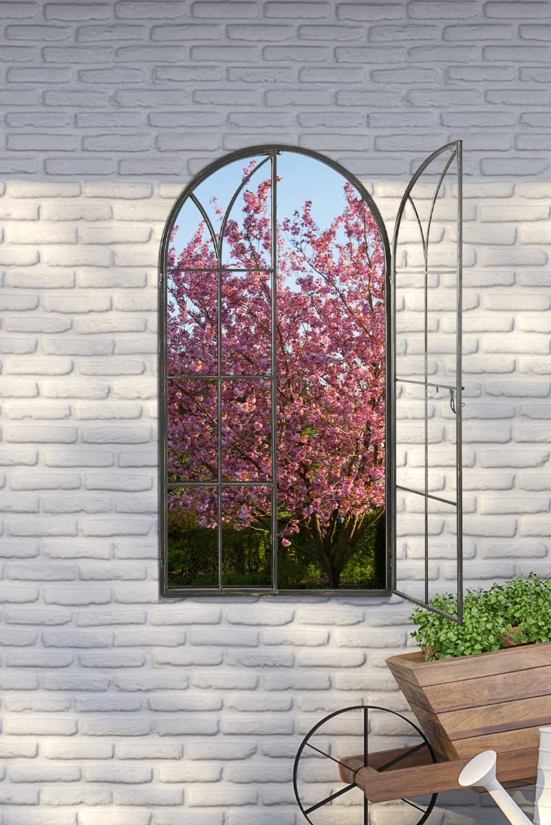 Grand Miroir Rustique en métal pour fenêtre de Jardin 140 cm x 75 cm