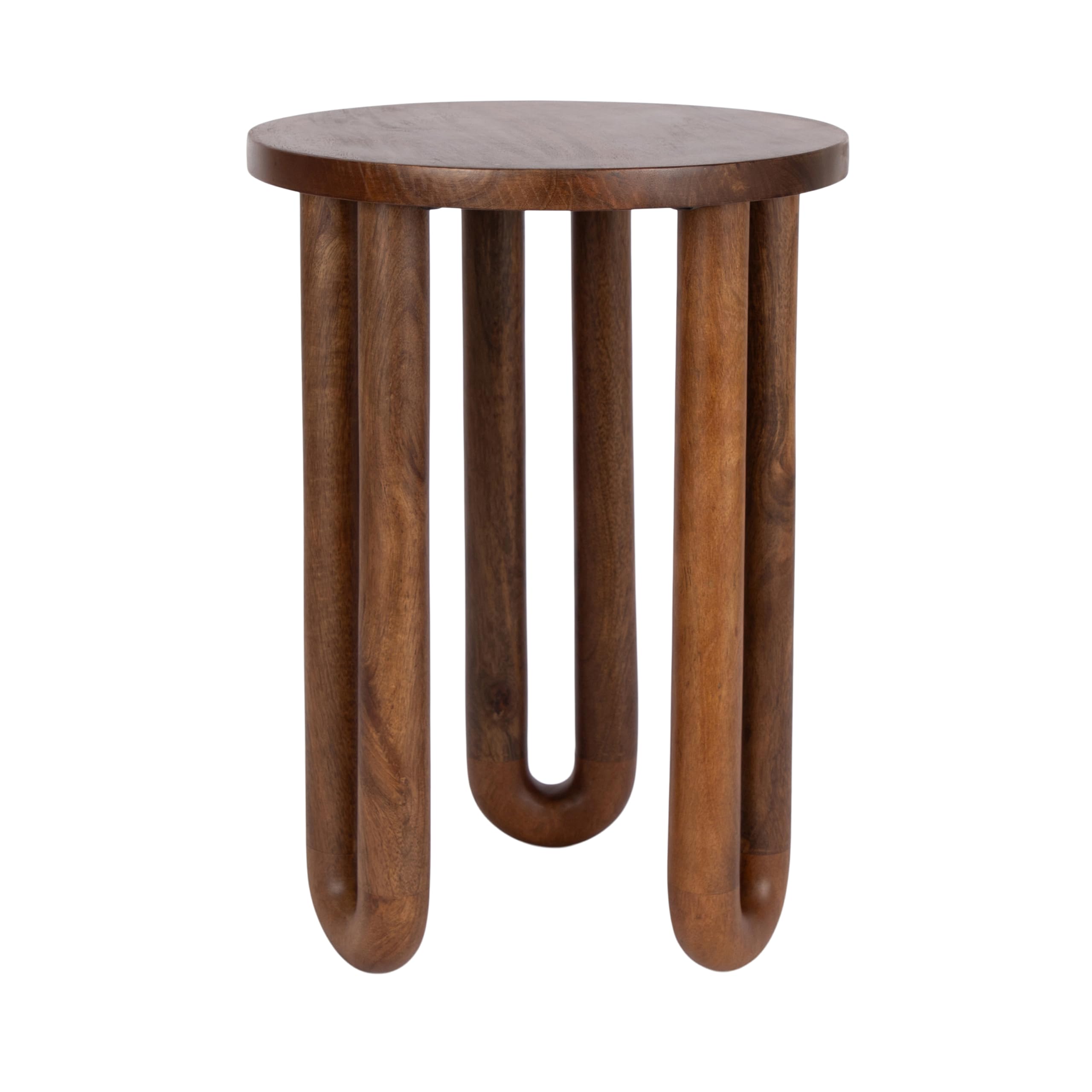 Kate and Laurel Kenzo Mango Wood Round Side Table for Bedroom Nightstand
