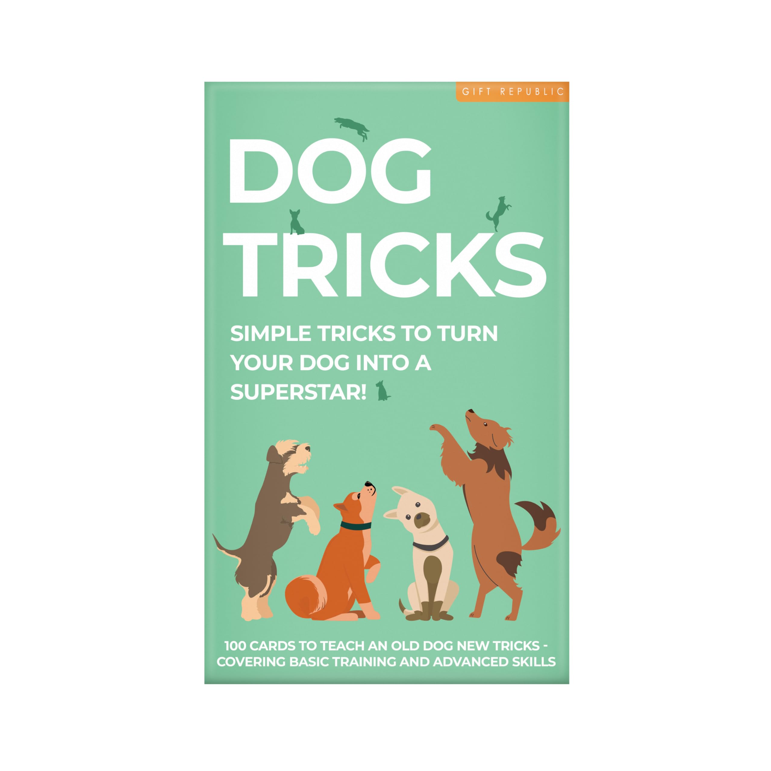 Gift Republic Dog Tricks Card Pack, 100 Training Cards for Dogs and Puppies, Fun Gift Idea for Pet Owners