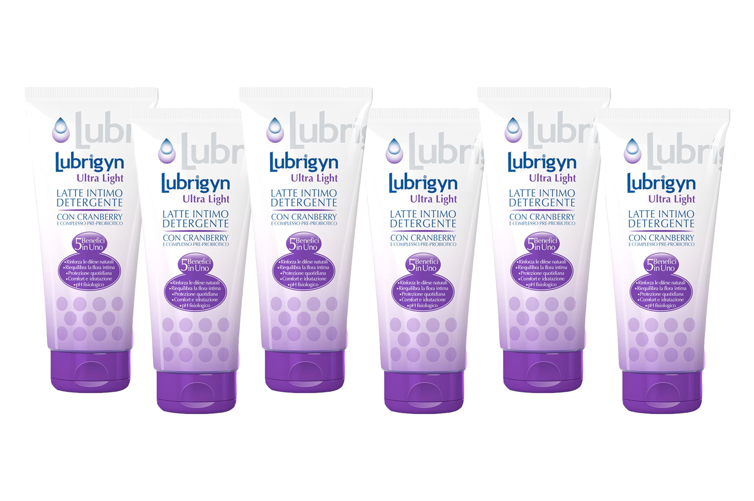 Ultra Light Latte Intimo Detergente, Rinforza le Difese Naturali, Riequilibra Flora Intima, Protezione Quotidiana, Dona Comfort e Idratazione, pH Fisiologico, Made in Italy (6 Tubi da 200ml)