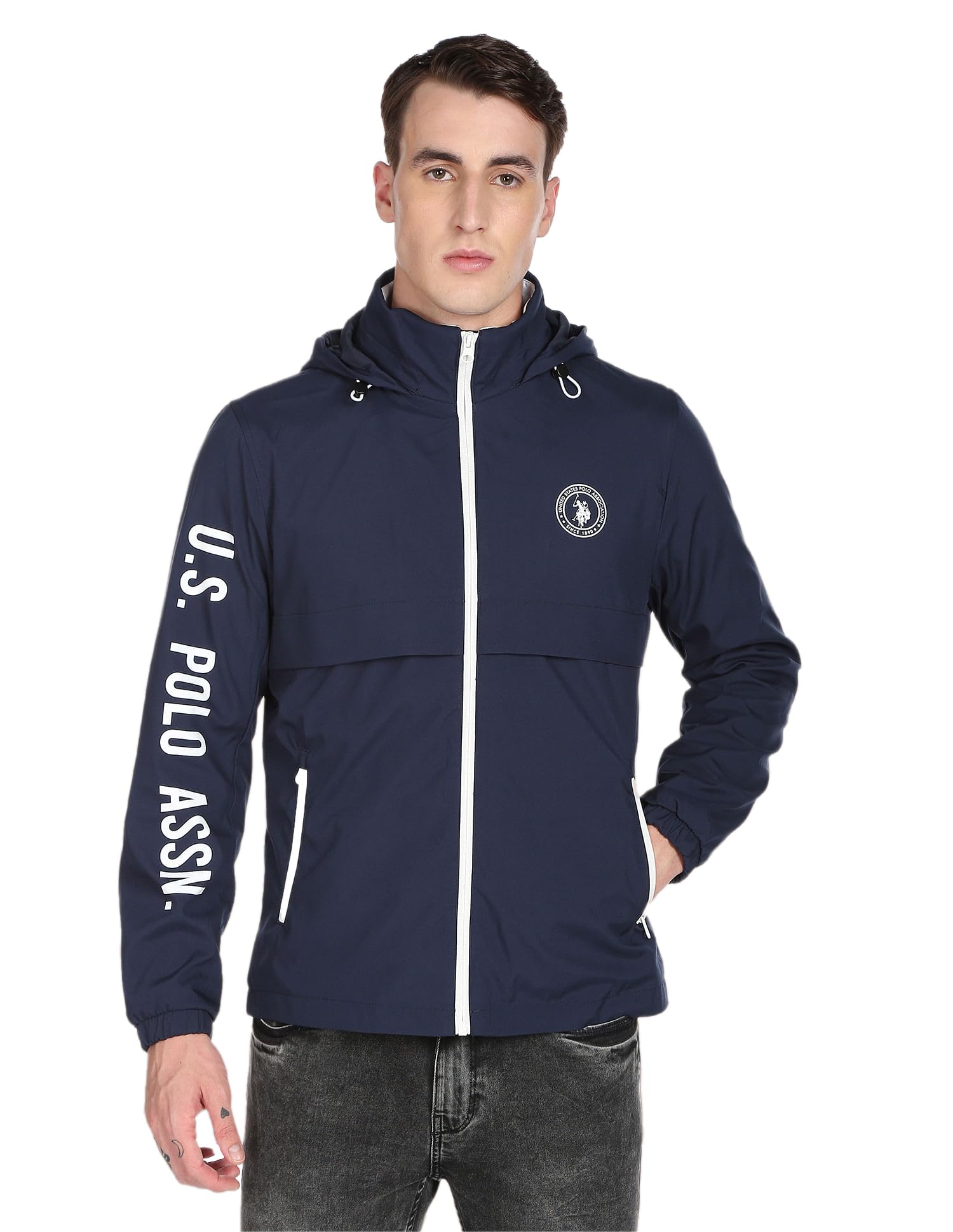 Men Polyester Standard Length Jacket