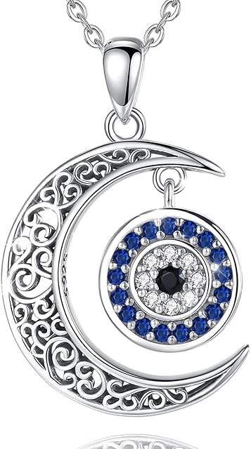 CELESTIA Evil Eye Necklace Women Sterling Silver Hamsa Hand of Fatima Pendant Protection Necklaces Jewellery Talisman Lucky Gifts