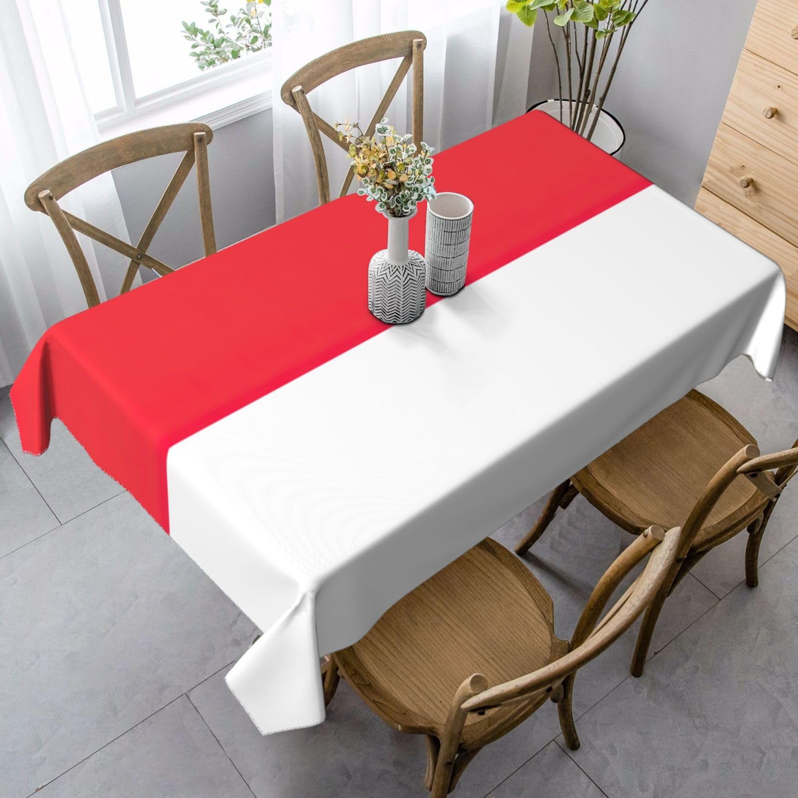 Hgnbcsa Indonesian Flag Tablecloth,Rectangle Table Cloth Wrinkle Resistant & Washable Peach Blossom Velvet Fabric