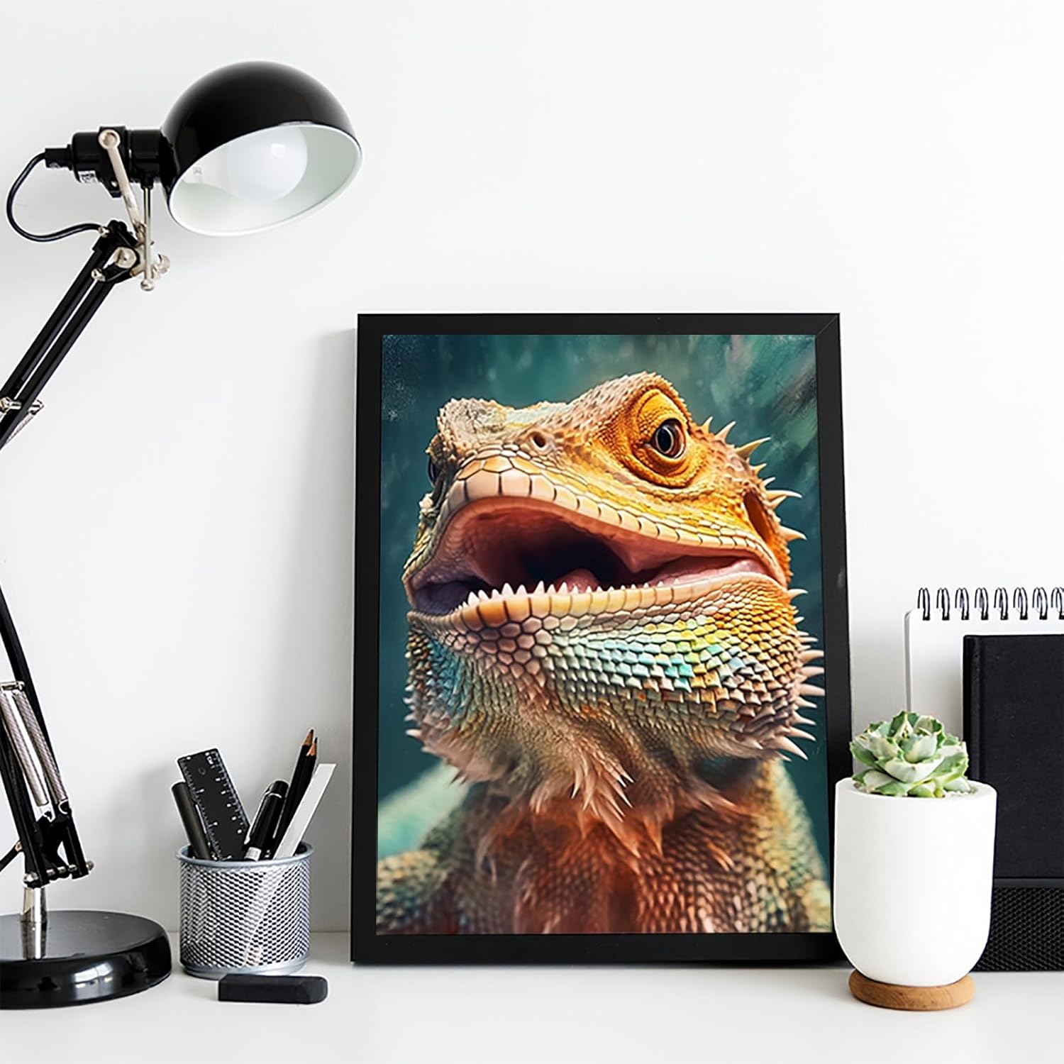 YL Mainland DIY 5D Diamond Art Kits Painting for Adults Happy Bearded Dragon Smiling Animal for Home Wall Decor 12x16inches/30x40cm