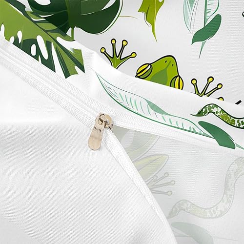 Miniatura 6 de Funda de edredón de rana para niños y niñas, funda de edredón de hojas de palma tropical, selva tropical, serpiente, animal, juego de ropa de cama