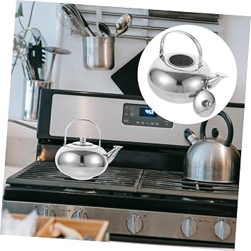 Mobestech Stainless Steel Stovetop Tea Maker with Whistling Feature and Built-in Filter Sturdy Silver Kettle for Brewing Coffee and Making Tea and Water Warmer