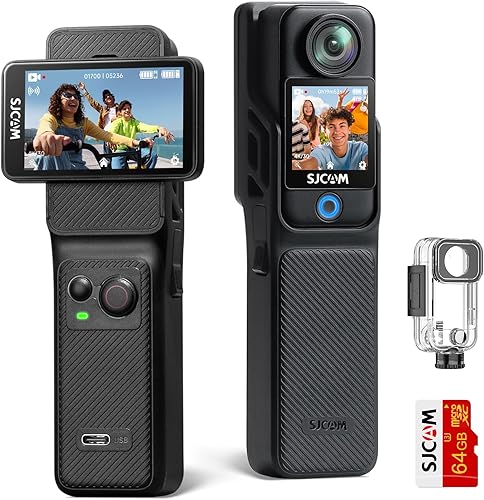 Miniatura 9 de SJCAM Combo de creadores de vlogging C400, con tarjeta de 128 GB, cámara de bolsillo 4K, uso de energía 7H, estabilizador de 6 ejes, cámaras