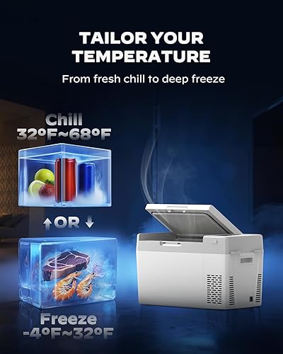 Miniatura 4 de Marsail Refrigerador portátil de 12 V para automóvil, 25 cuartos de galón, de -4 F a 68 F, enfriador de compresor para camping, viajes, camión, casa