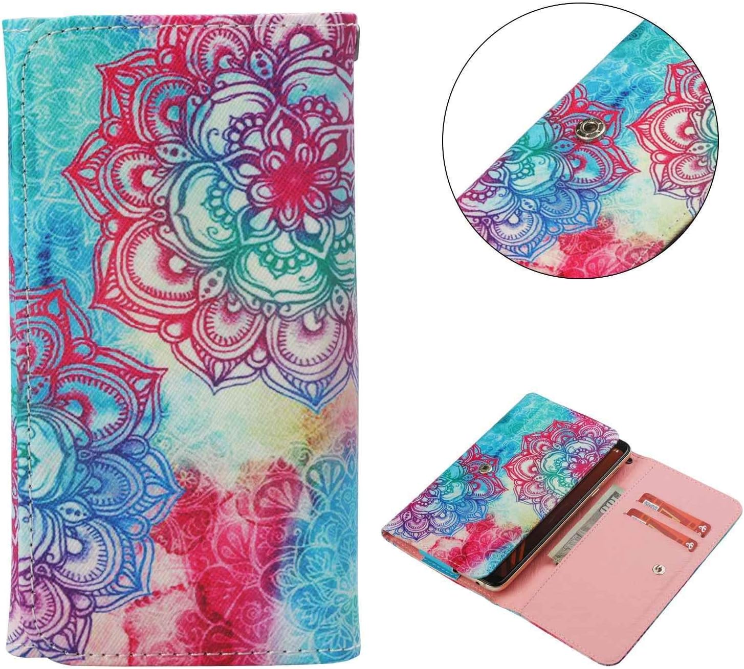 Cell Phone Flip Case Compatible Samsung Galaxy Grand Prime VE G531F G531Y 5", JULAM Universal PU Leather Skin Folio Case Cover Protective Wallet Clutch Bag with Card Slots (Diagonal Flower)