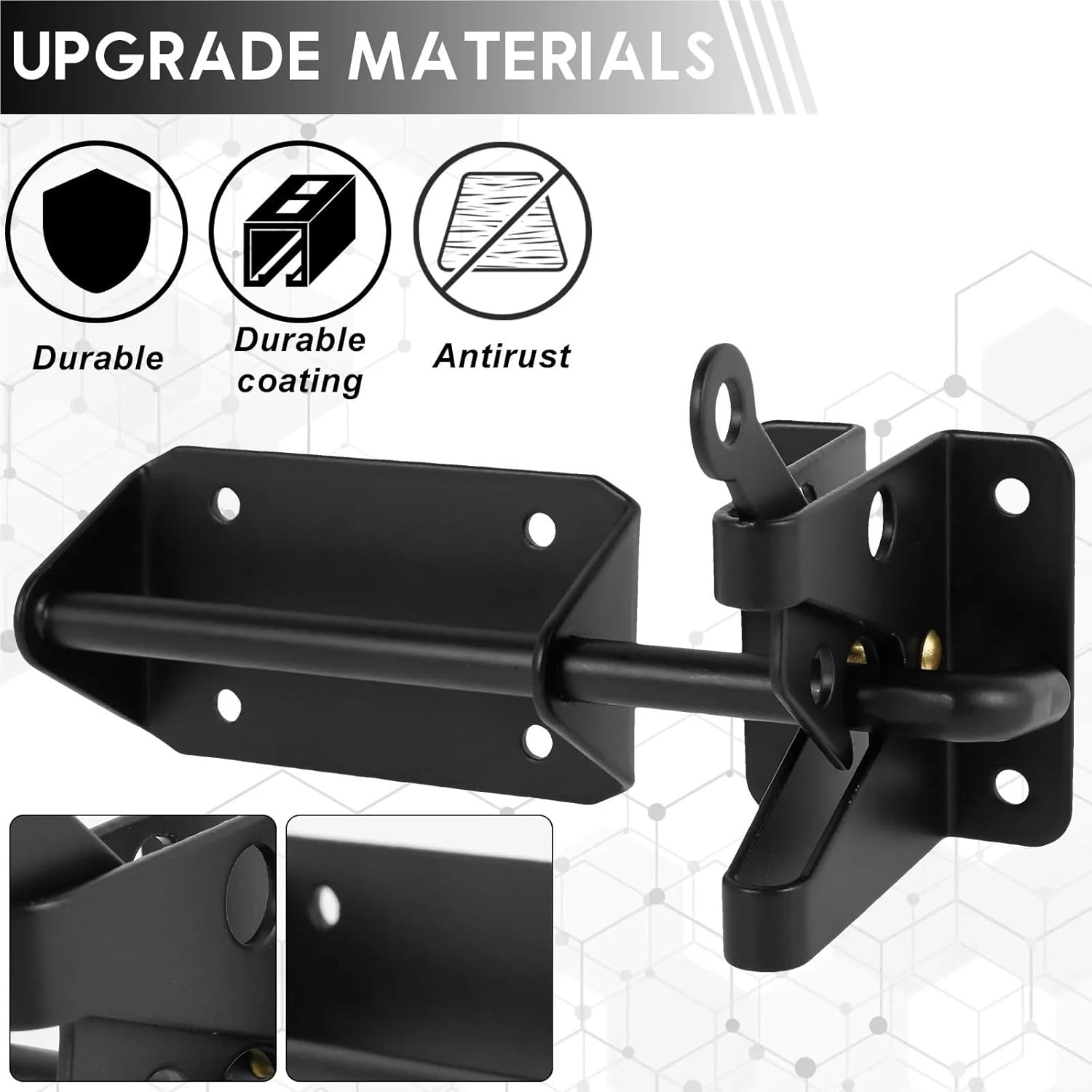 Gate Latch 4pcs Heavy Duty Self Locking Gate Latch with Cable Pull Iron Fence Door Latches for Wooden Fence Courtyard Outdoor Barn Doors Shed for Secure Yard and Garden