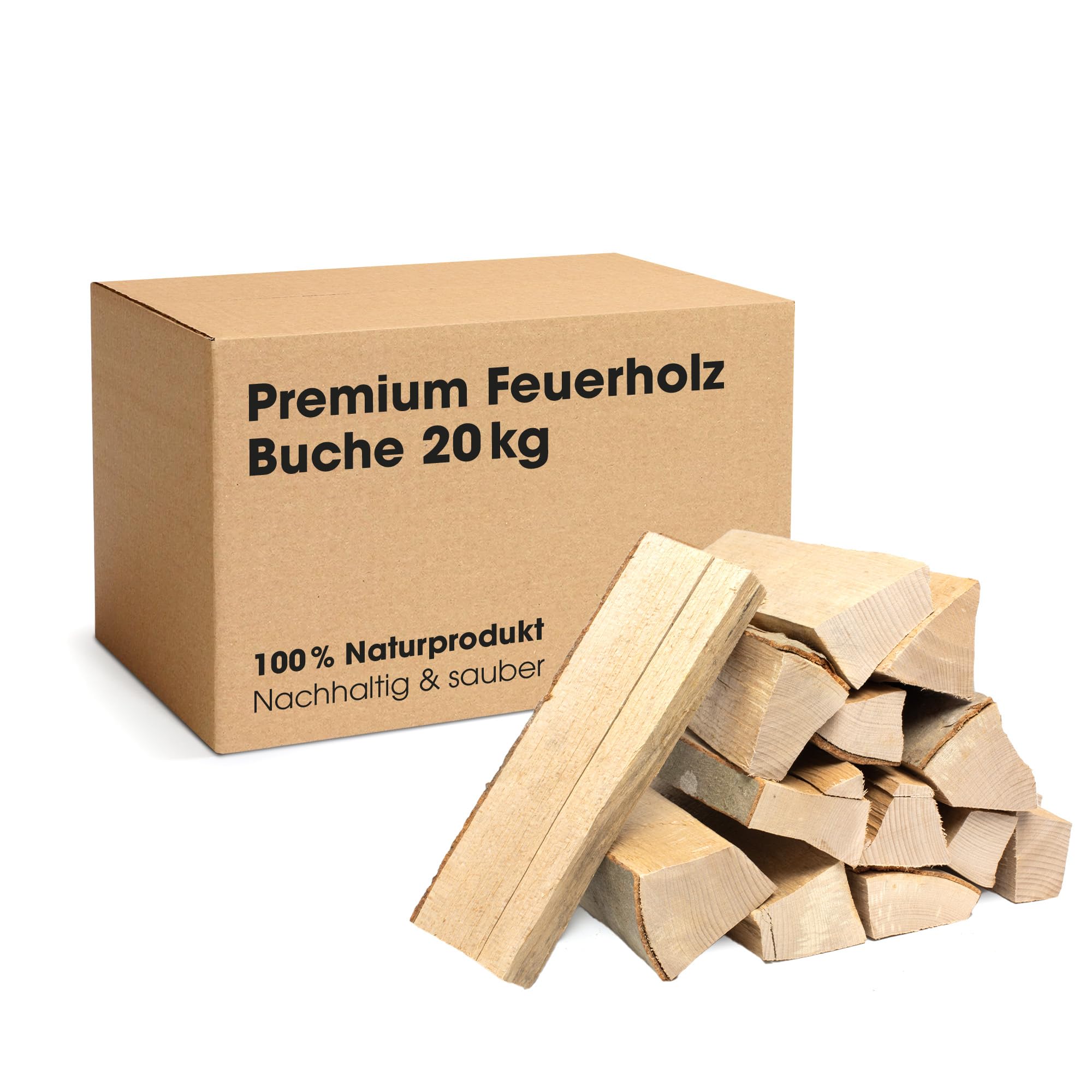 Buche Brennholz - 20 kg - trockenes Kaminholz, ofenfertig, Hartholz mit hohem Brennwert, Feuerholz für Ofen und Lagerfeuer