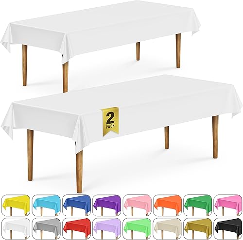 Miniatura 69 de DecorRack 2 manteles rectangulares de plástico sin BPA, 54 x 108 pulgadas, manteles rectangulares para mesa de comedor, fiestas, pícnic, campamento