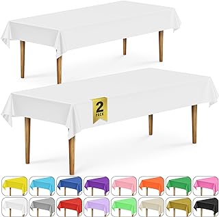 DecorRack - Mantel rectangular de plástico libre de BPA, 54 x 108 pulgadas, para fiestas, picnic, campamento y al aire libre, desechable o reutilizable en azul (2 unidades)