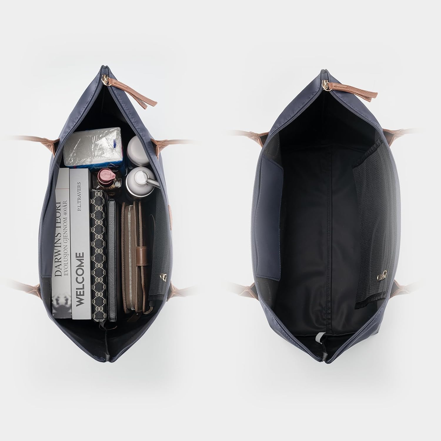 Nylon Tote Bag for Women, Large Foldable Weekend Hobo Purses for Women, Shoulder Tote Handbags with Zipper | Nylon, Large, Foldable, Weekend, Tote, with Zipper - Image 5