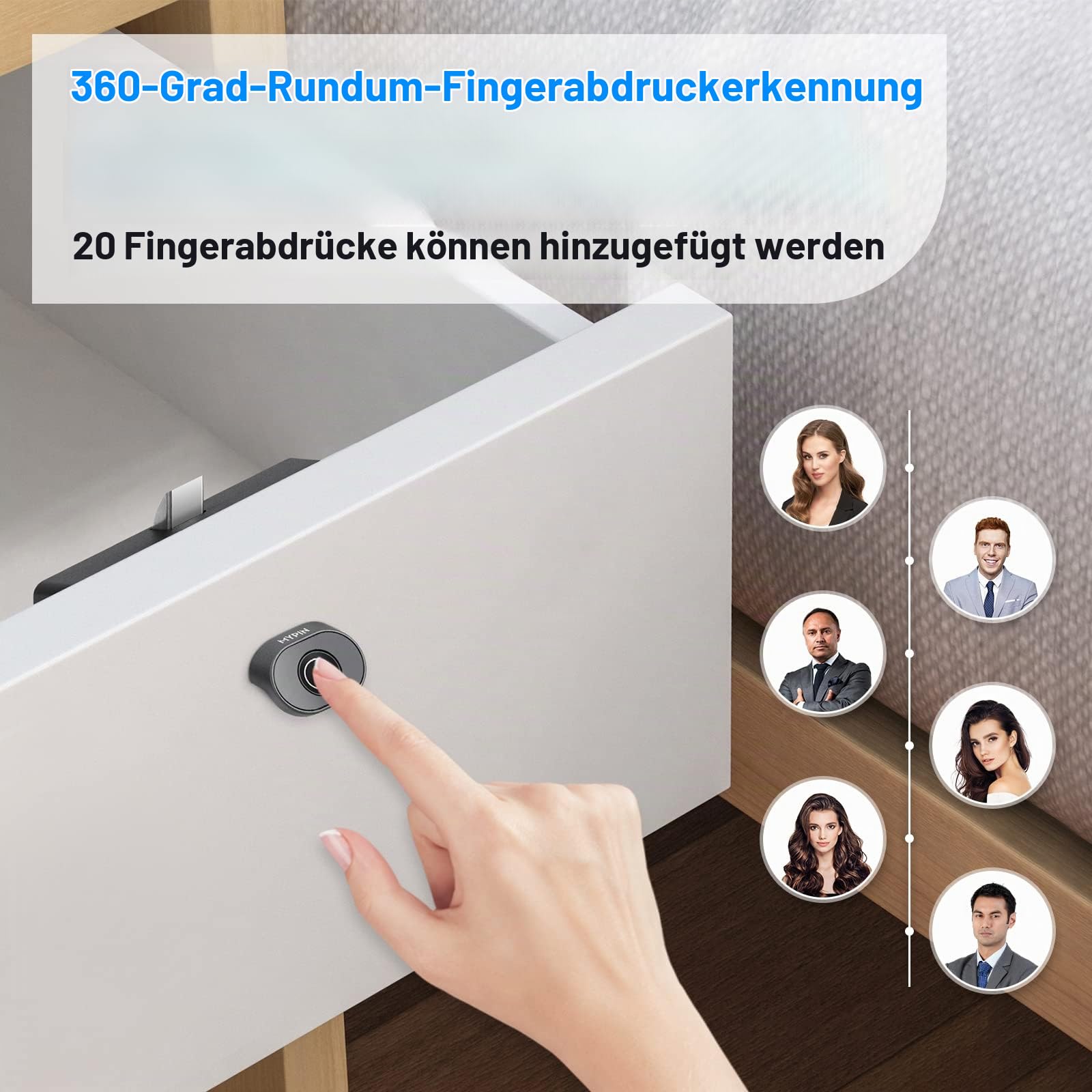 MYPIN Bluetooth Fingerabdruck Schrankschloss, intelligentes biometrisches Schrankschloss, elektrisches Fingerabdruck-Kindersicherheitsschloss, DIY-Holzmöbel-Privatsphäre-Schloss (legierter Stahl)