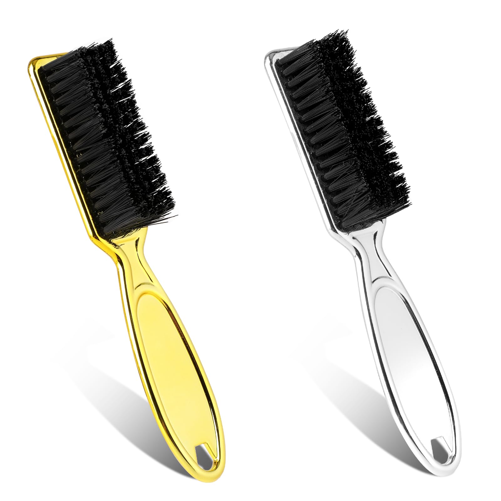 2 cepillos de limpieza de cuchillas, cepillo de limpieza, cepillo de limpieza con forma de barbero, cepillo de limpieza, dorado, plateado, accesorios de peluquería con mango