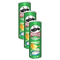 Pringles Chips di Patate Sour Cream e Onion, 175g (Confezione da 3)