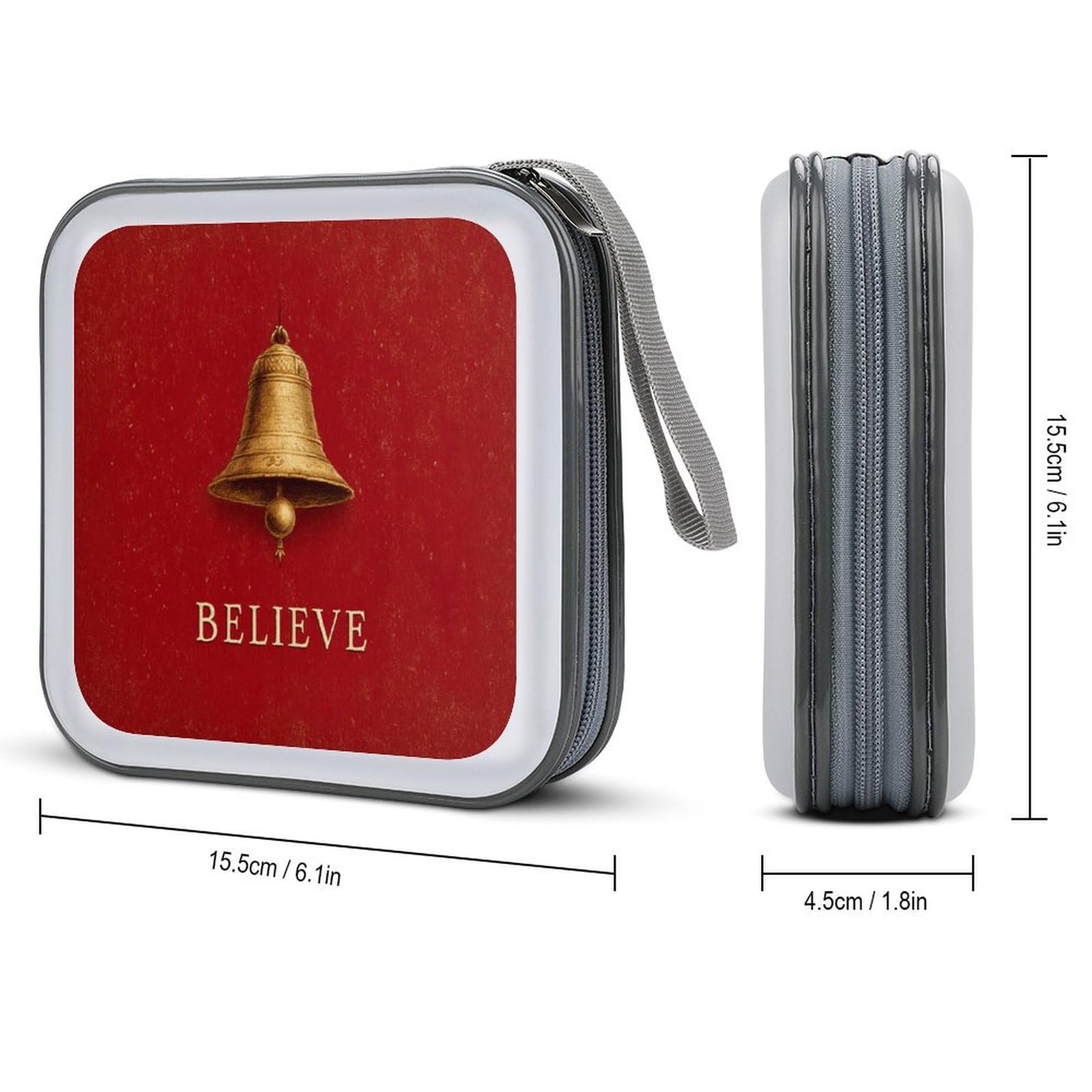 Believe Christams Golden Bell CD Case DVD Storage Case Portable