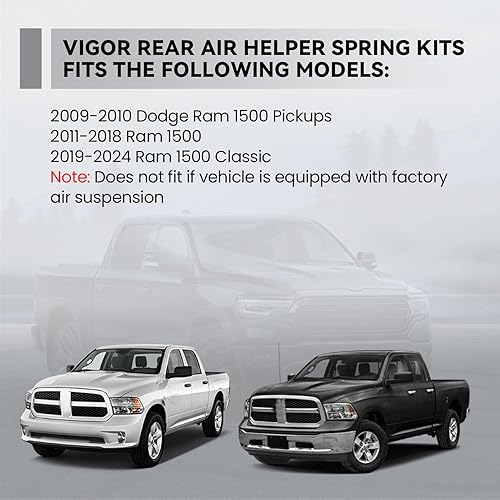 Miniatura 6 de VIGOR Kit de resortes neumáticos traseros compatible con camionetas Ram 15001500 Classic 2009-2023, capacidad de nivelación de carga de hasta 4,000