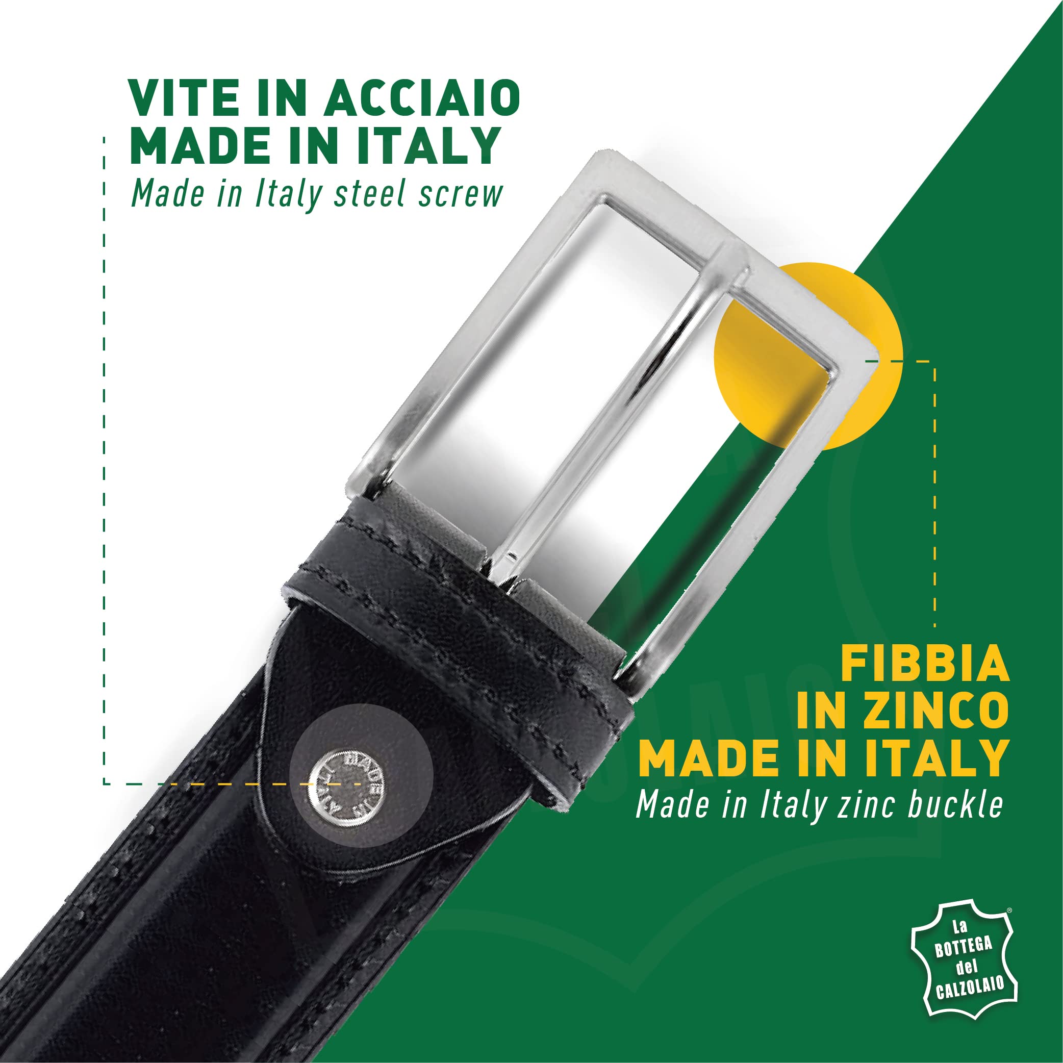 La Bottega del Calzolaio Cintura Uomo in Vera Pelle Classica con Impuntura Artigianale – Made in Italy, Elegante e Resistente, Accessorio di Stile per Abbigliamento Formale e Casual, Alta Qualità