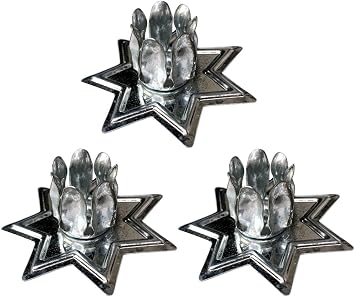 12 PCS Silver Metal 7 Star Household Candle Holder 2.75" Wide Wicca, Pagan & Magick
