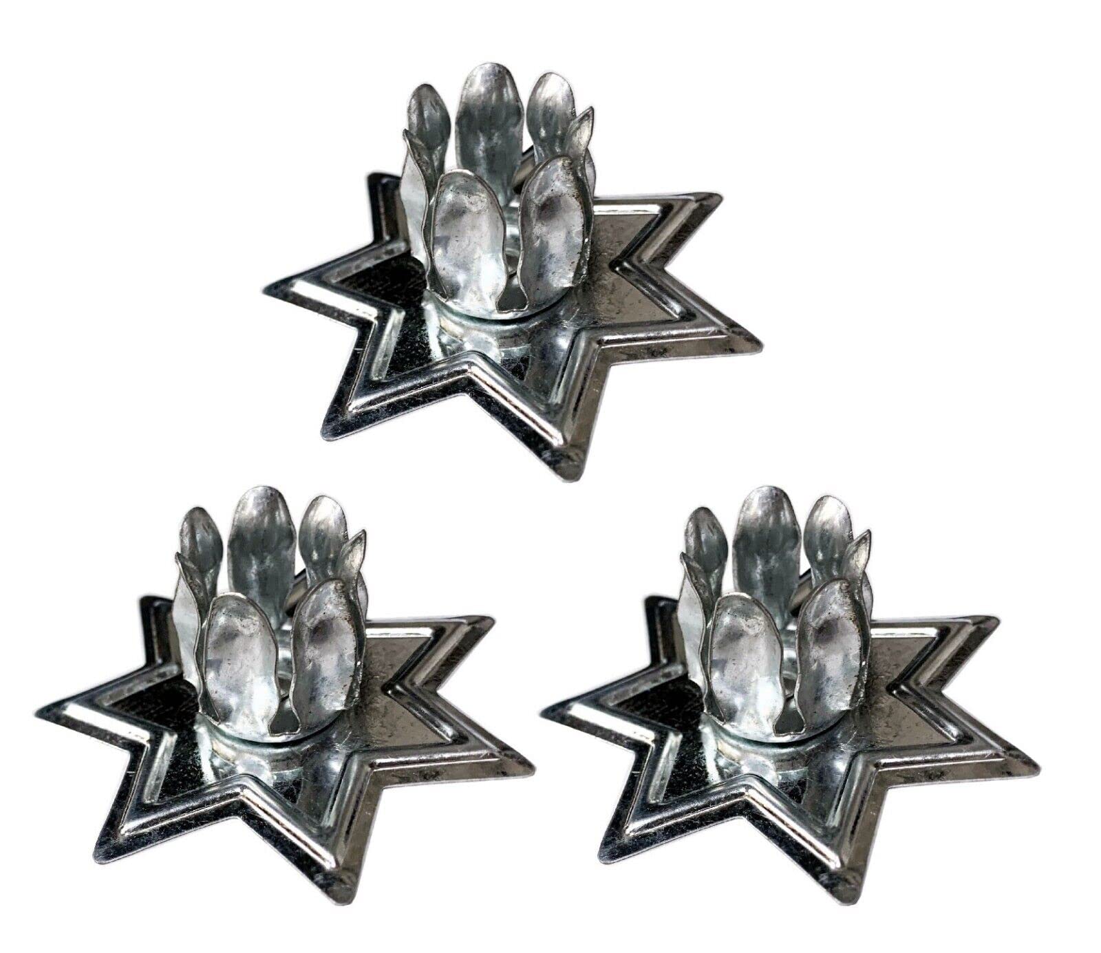 12 PCS Silver Metal 7 Star Household, Chime Candle Holder 2.75