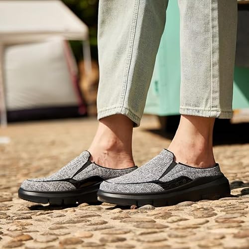 Miniatura 8 de OrthoComfoot Cómodos zapatos ortopédicos para caminar para mujer, mocasines de lona para fascitis plantar sin cordones para soporte de arco,