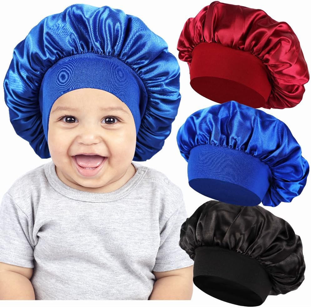 3 Pcs Child Bonnets for Sleeping,Silk Sleep Cap for Child Ladies and Boys