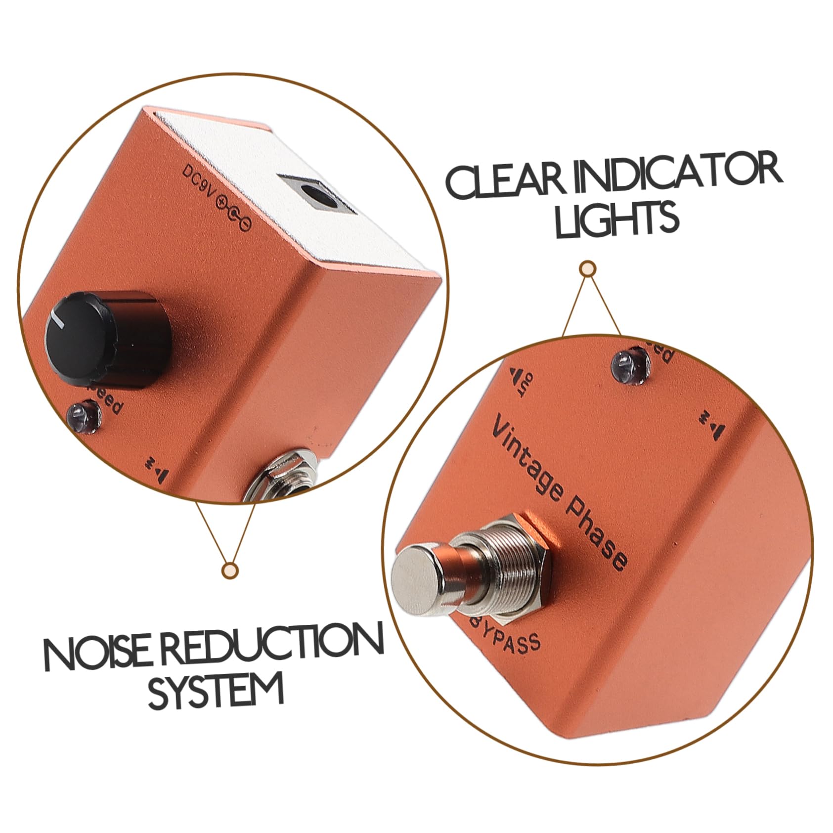ibasenice Pedale Phaser Retrò per Chitarra con Controllo Avanzato del Rumore Indicatori Facili da Leggere True Bypass per Chiarezza Design Mini Portatile per Concerti e Viaggi Adatto Sia