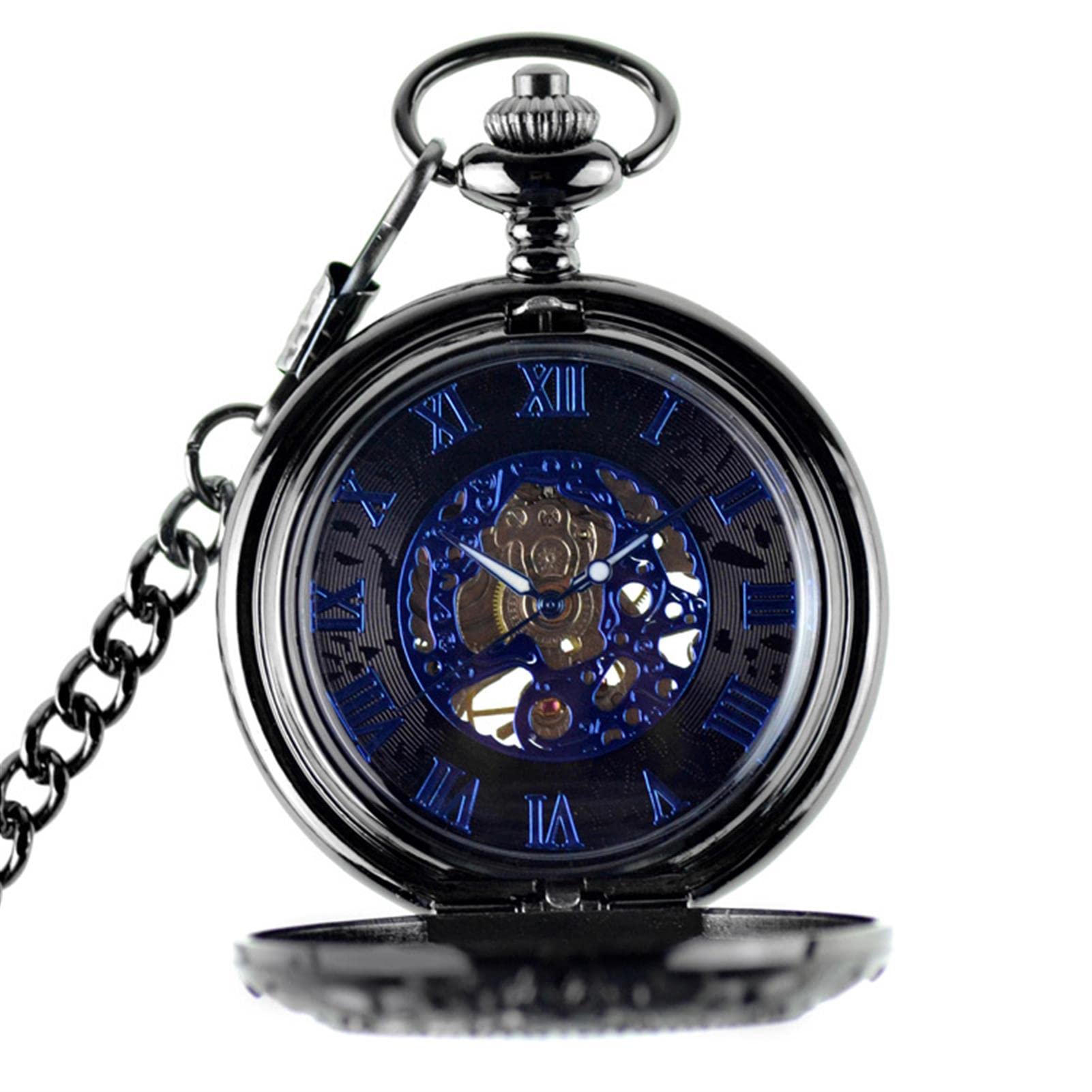 Orologi da tasca, Orologi da uomo Orologio collana scheletro con patta vintage meccanico trasparente retrò catena