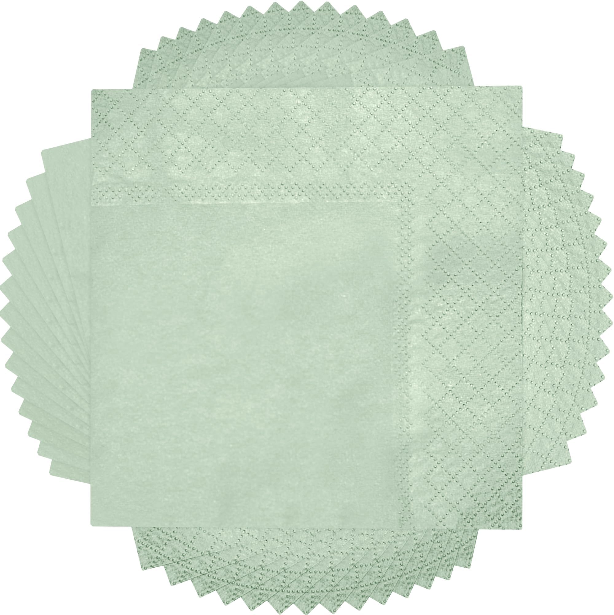 Spiareal 100 Pieces Sage Green Paper Cocktail Napkins