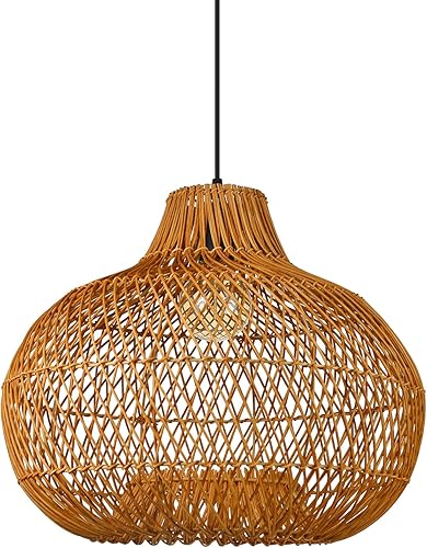 Arturesthome Lámpara colgante de iluminación de cocina de mimbre para granja, lámpara de techo redonda de ratán, lámpara de ratán suspendida para el disponible en Yaxa Peru